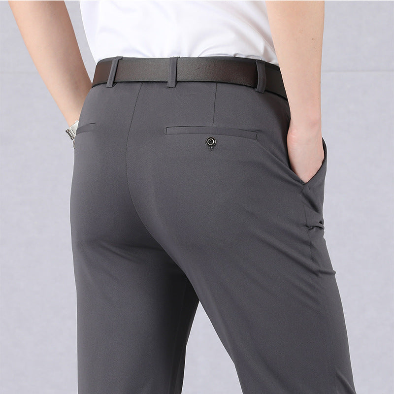 Slim Fit Men's Stretch Trousers With Elastic Waist