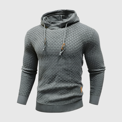 VogeLuxe | Men’s Textured Knit Hoodie With Cowl Hood