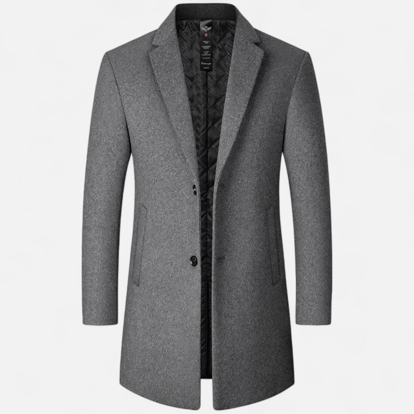 Men's Traditional Wool Long Coat - Slim Fit, Insulated Lining - VogeLuxe