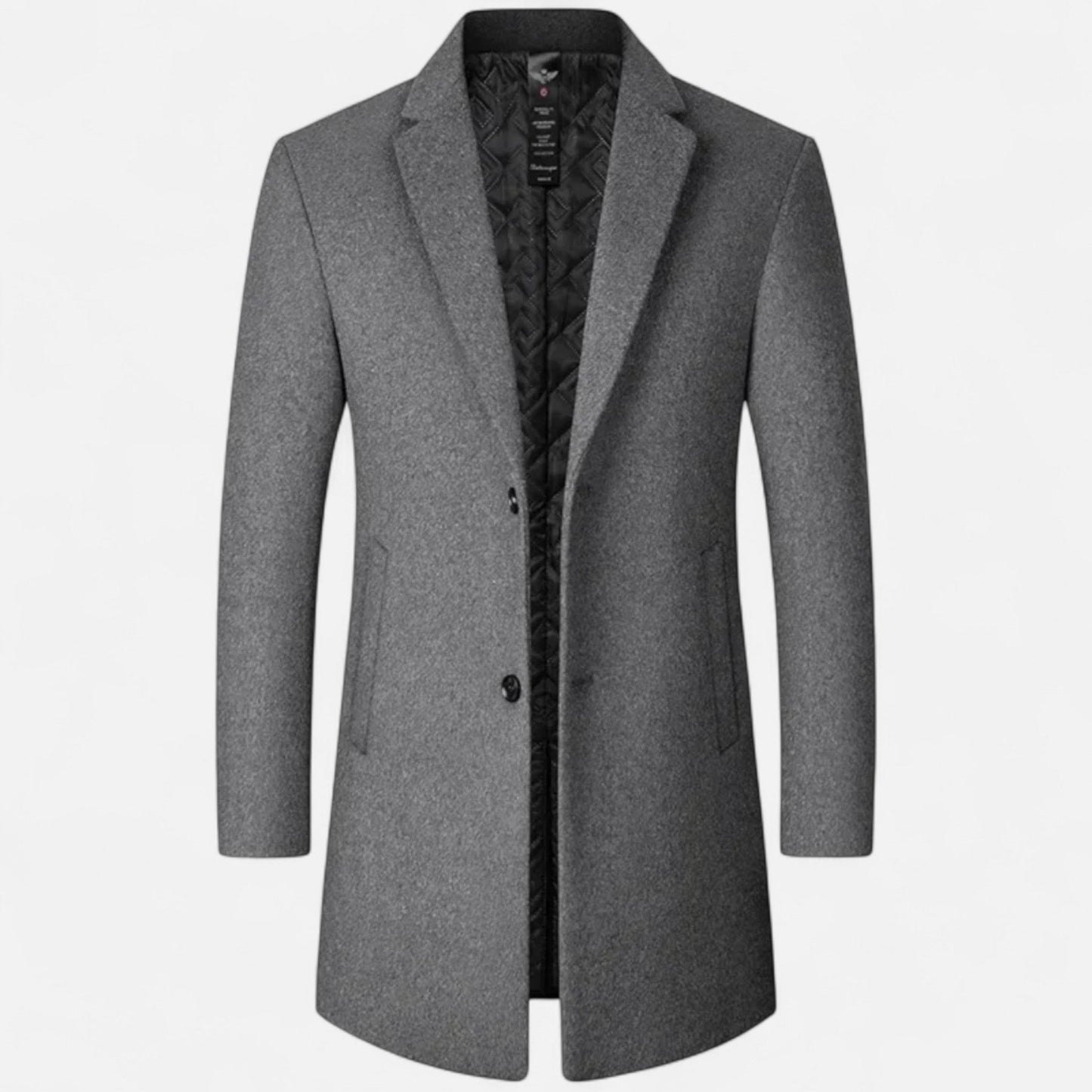 VogeLuxe | Men’s Tailored Single Breasted Overcoat with Quilted Lining