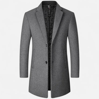 VogeLuxe | Men’s Tailored Single Breasted Overcoat with Quilted Lining
