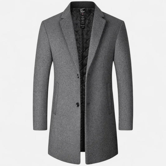 VogeLuxe | Men’s Tailored Single Breasted Overcoat with Quilted Lining