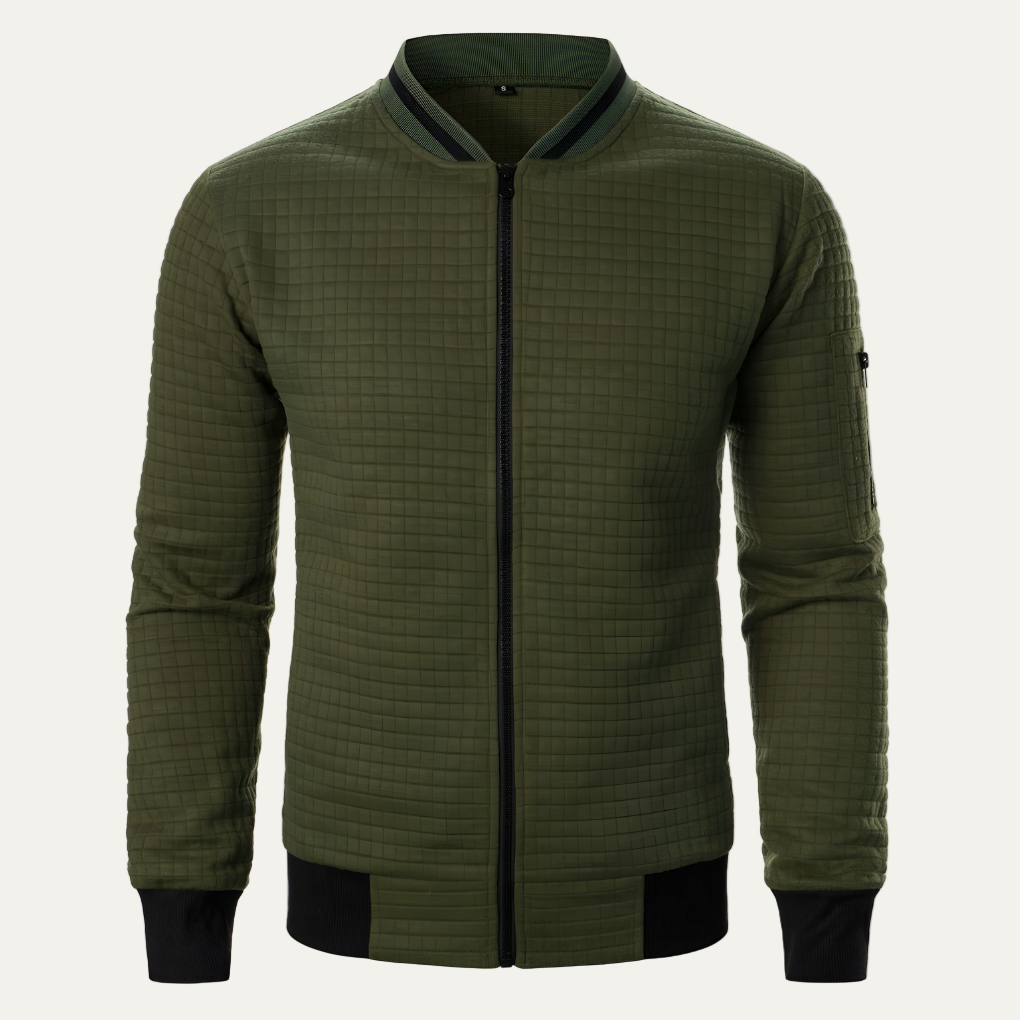 VogeLuxe | Men’s Waffle Knit Full Zip Casual Sweatshirt