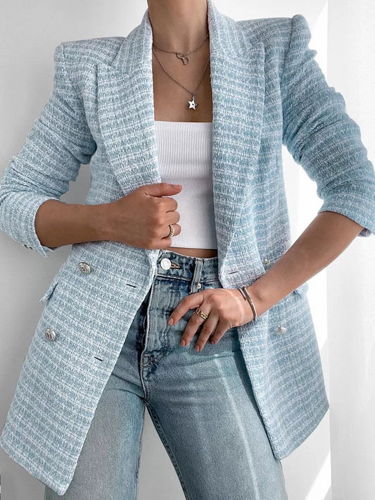 Classic Navy Women's Tweed Jacket - VogeLuxe
