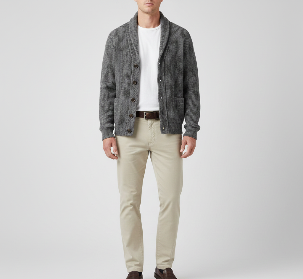 Warm Men's Wool Cardigan Sweater