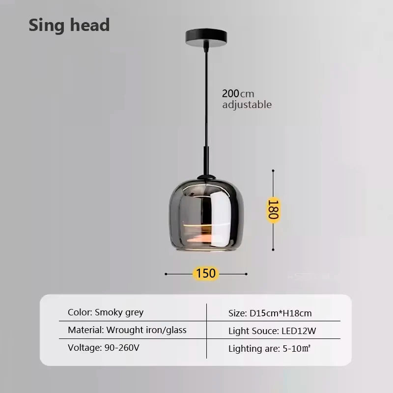 Sleek Glass LED Hanging Light Fixture