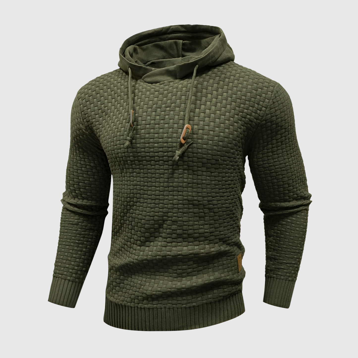 VogeLuxe | Men’s Textured Knit Hoodie With Cowl Hood