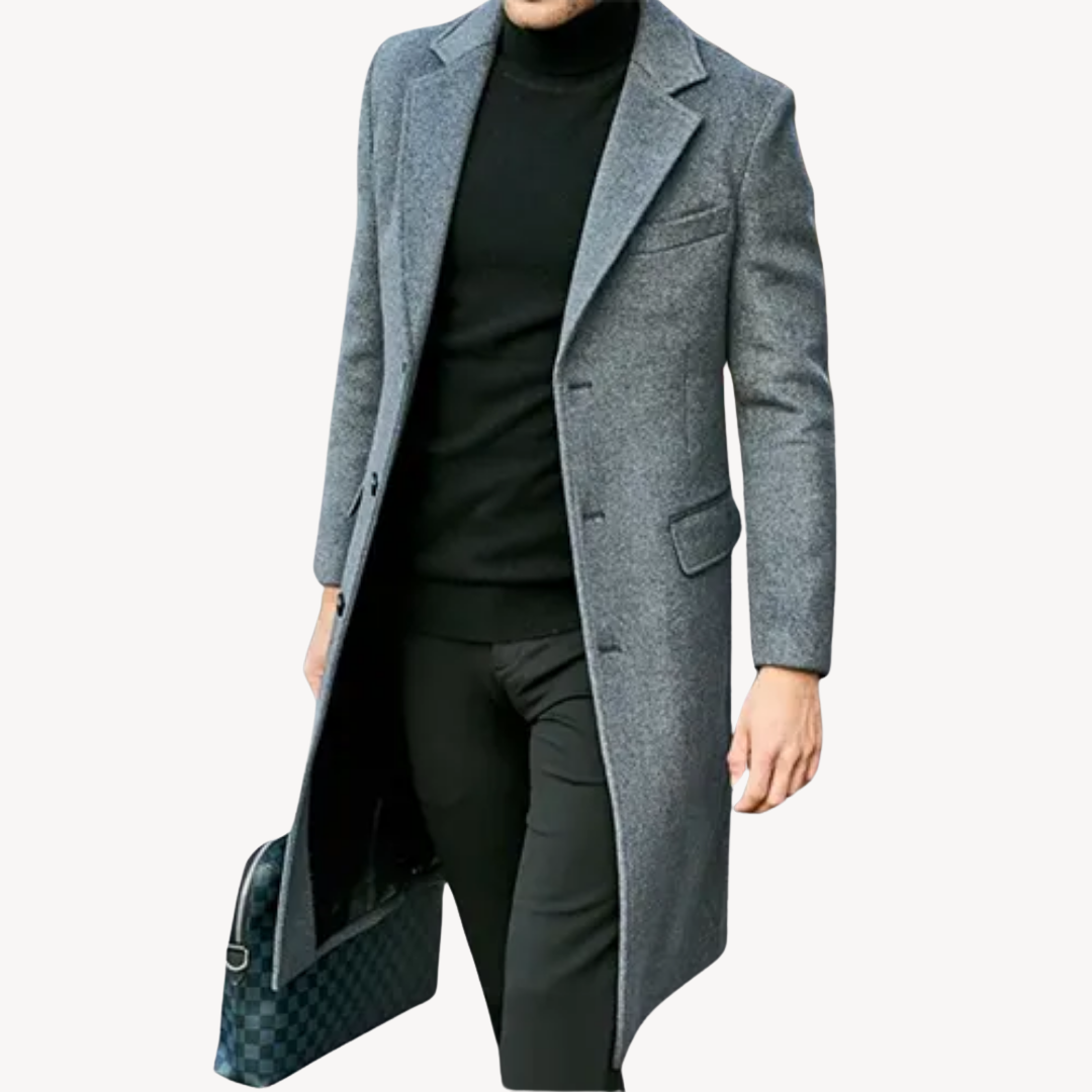 VogeLuxe | Men’s Elegant Tailored Single Breasted Overcoat