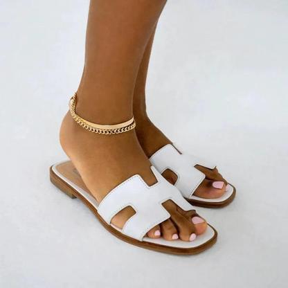 Luxury Faux Leather Slide Sandals