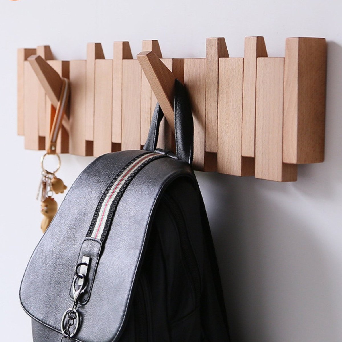 Rustic Wooden Entryway Coat Hook Rack