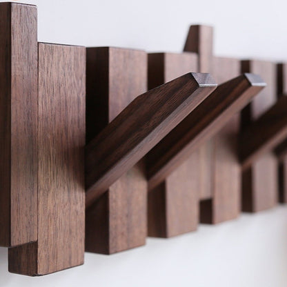 Rustic Wooden Entryway Coat Hook Rack