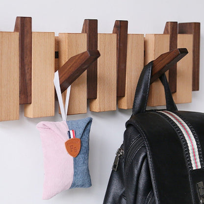 Rustic Wooden Coat Hook Rack for Entryway and Home