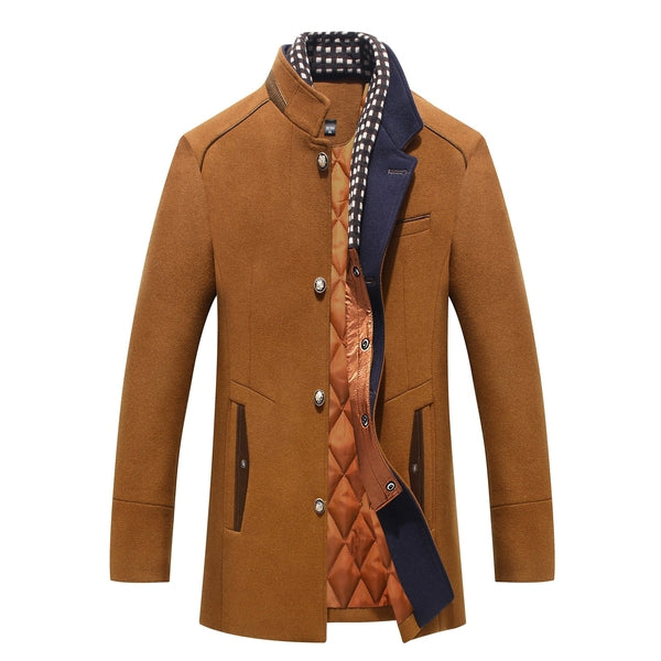 Thick Insulated Mens Winter Coat With Button Front - VogeLuxe