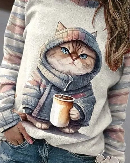 Comfy Cat Sweatshirt - Fun Winter Pullover