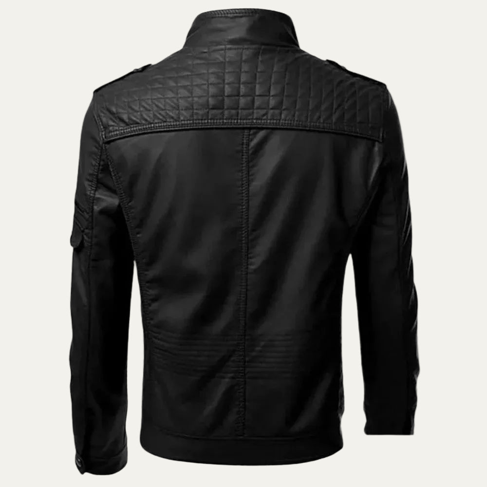 VogeLuxe | Men’s Slim Fit Leather Biker Jacket