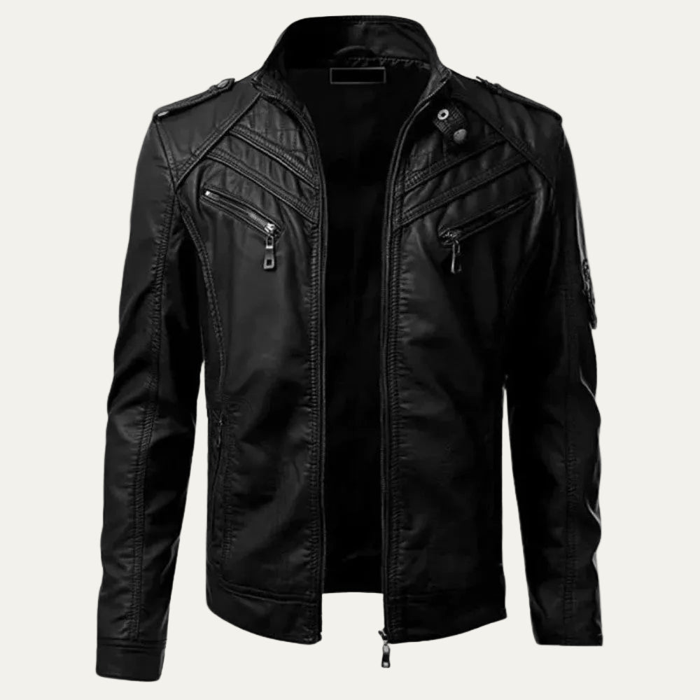 VogeLuxe | Men’s Slim Fit Leather Biker Jacket