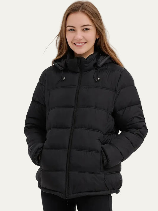 VogeLuxe | Women’s Hooded Quilted Puffer Jacket with Pockets