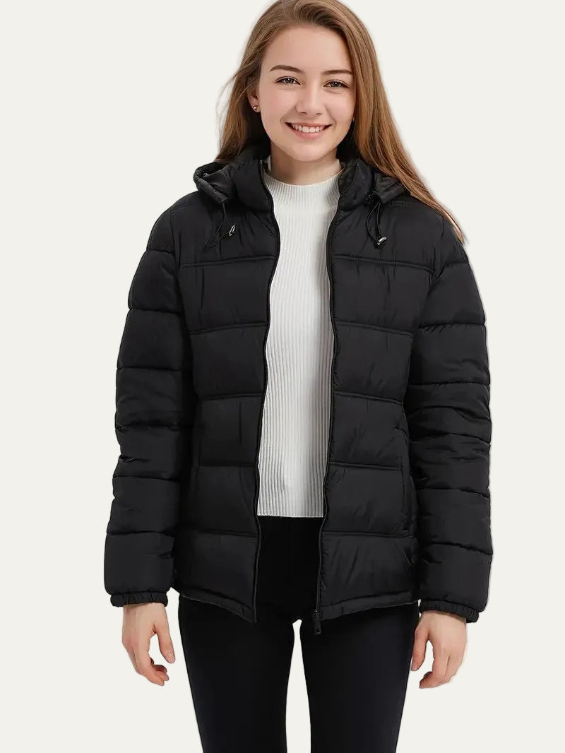 VogeLuxe | Women’s Hooded Quilted Puffer Jacket with Pockets