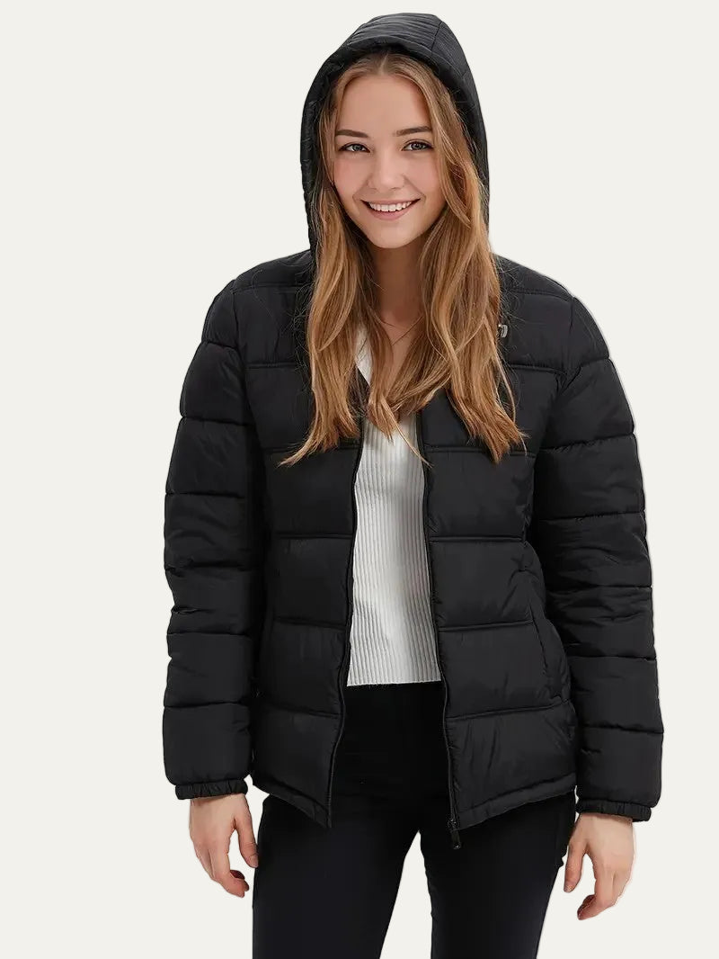 VogeLuxe | Women’s Hooded Quilted Puffer Jacket with Pockets