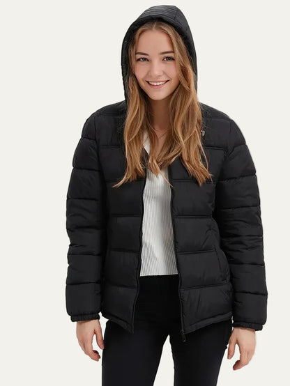 VogeLuxe | Women’s Hooded Quilted Puffer Jacket with Pockets