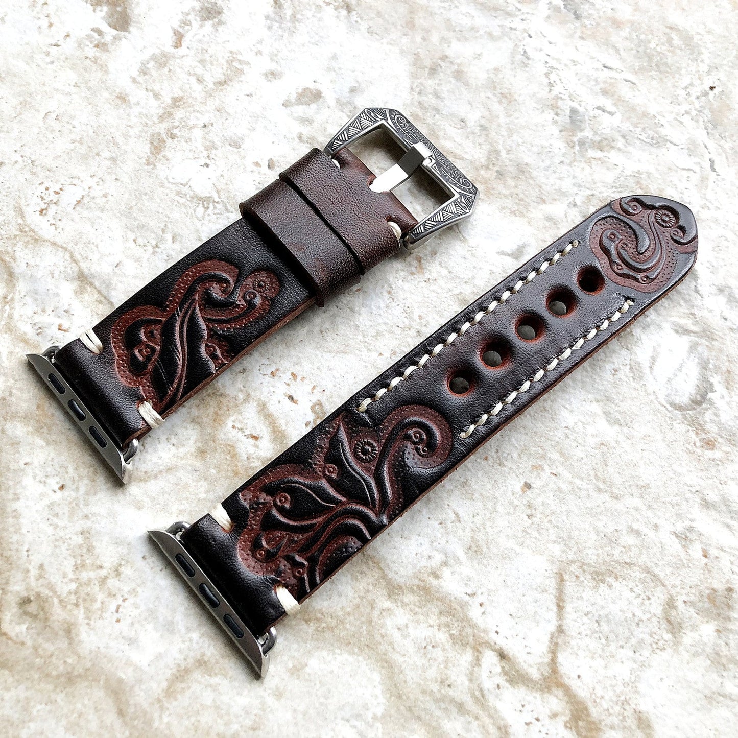 Personalized Engraved Leather Strap for Apple Watch