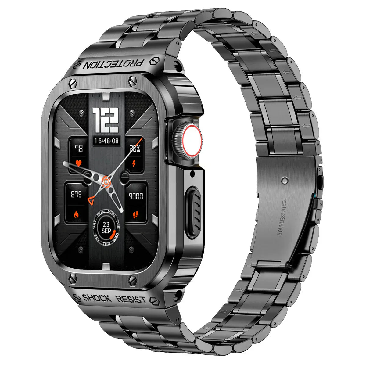 Durable Metal Strap and Clear Cover for Apple Watch