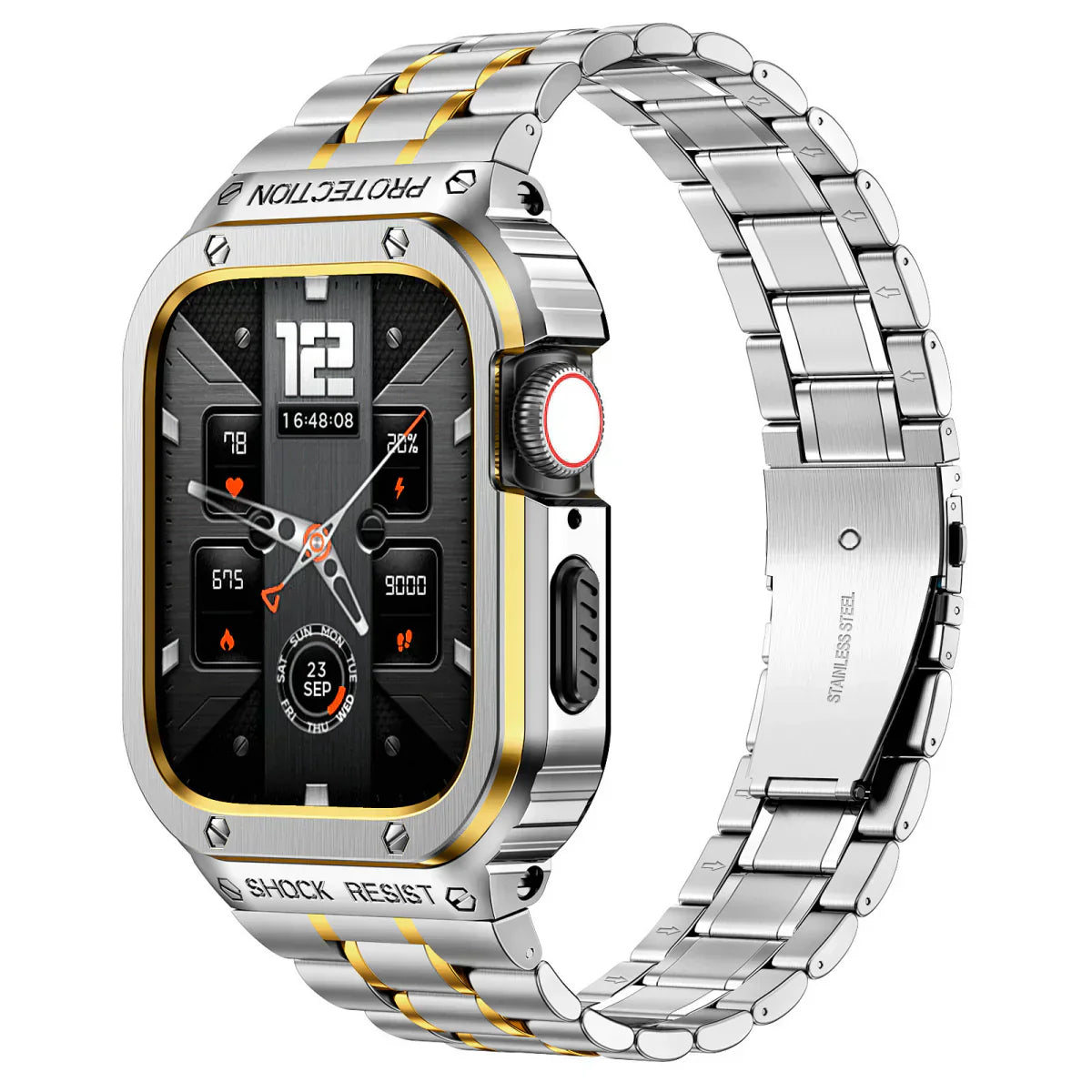 Durable Metal Strap and Clear Cover for Apple Watch