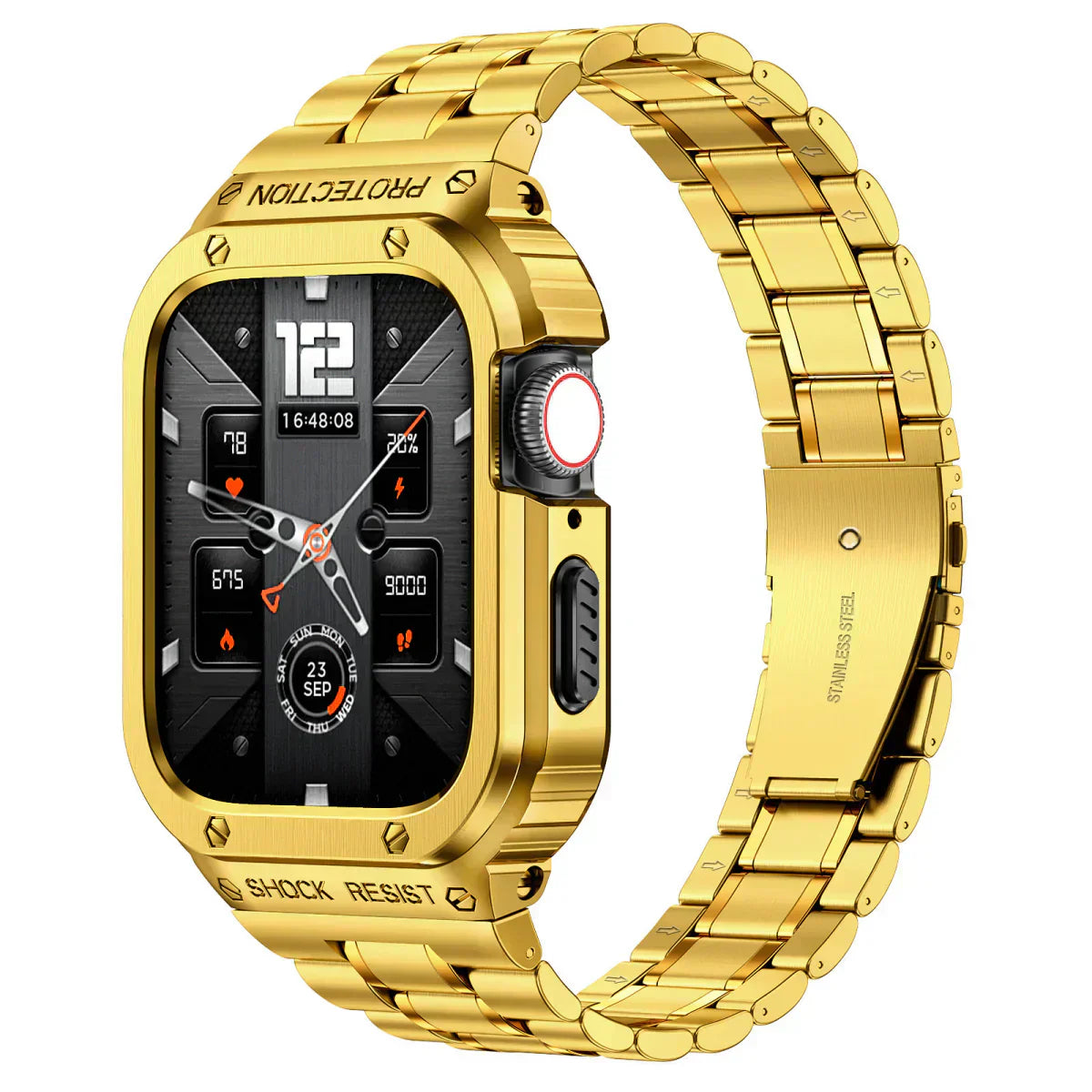 Durable Metal Strap and Clear Cover for Apple Watch