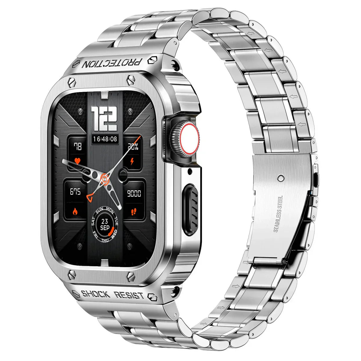 Durable Metal Strap and Clear Cover for Apple Watch