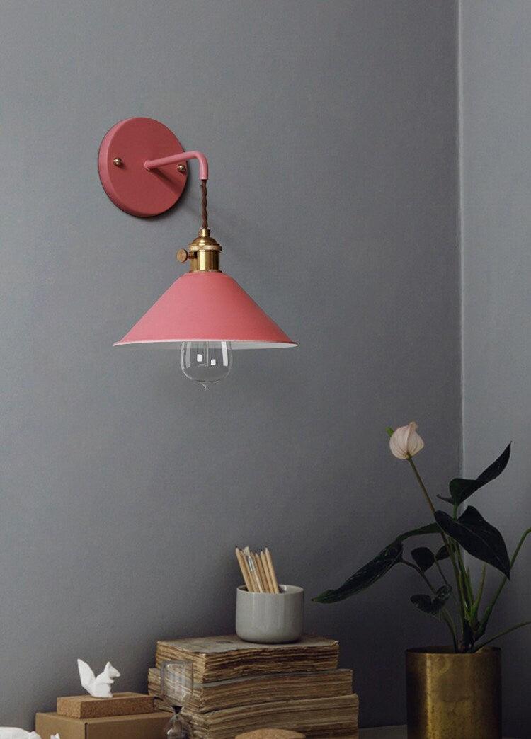 Rustic Metal Cone Wall Lamp with LED Bulb Included