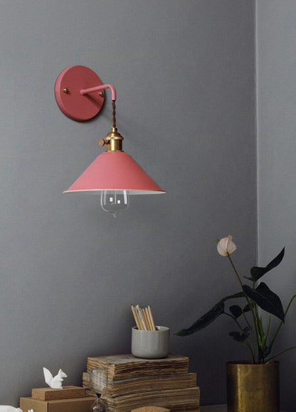 Rustic Metal Cone Wall Lamp with LED Bulb Included