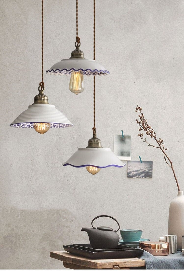 Traditional Portuguese Ceramic Pendant Lamp - VogeLuxe