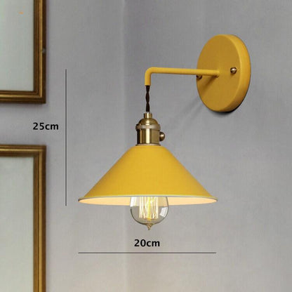 Rustic Metal Cone Wall Lamp with LED Bulb Included