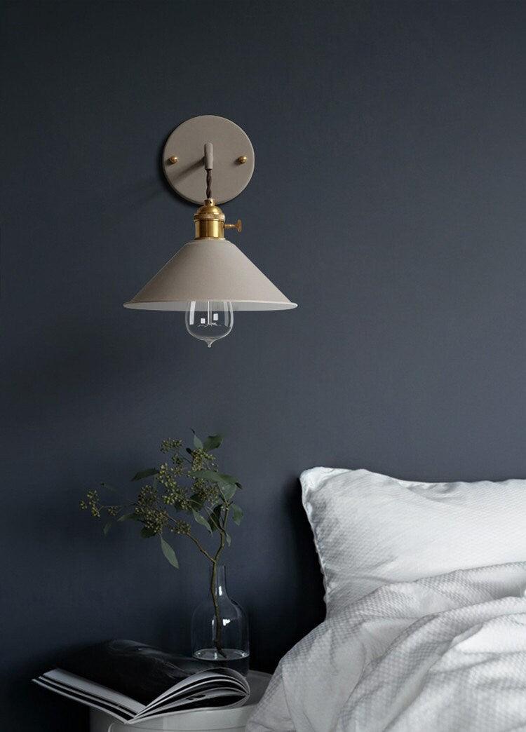 Rustic Metal Cone Wall Lamp with LED Bulb Included