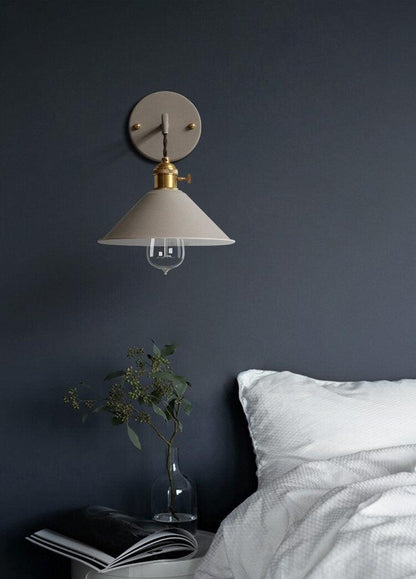 Rustic Metal Cone Wall Lamp with LED Bulb Included