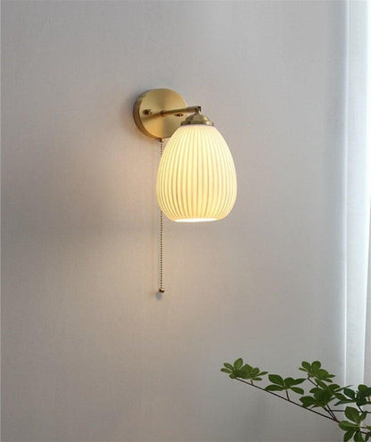 White Ceramic Egg Wall Lamp with LED Bulb Included - VogeLuxe