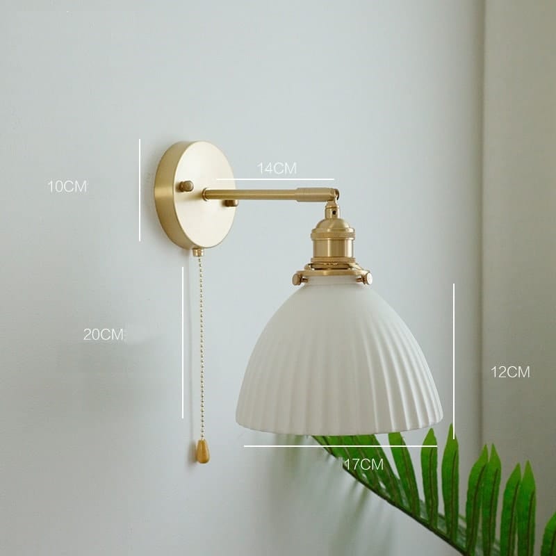 Unique Ceramic Wall Light with Fabric Shade