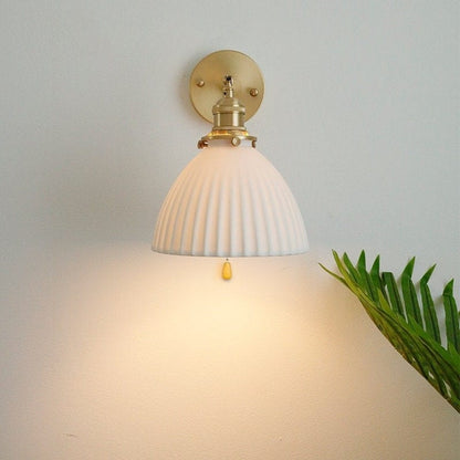 Unique Ceramic Wall Light with Fabric Shade - VogeLuxe