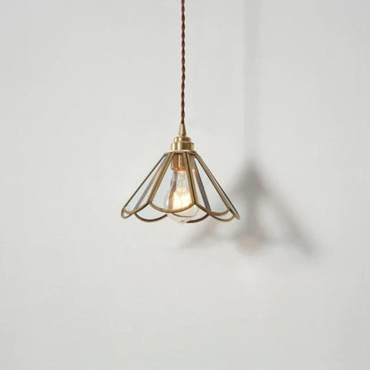 Elegant Glass Flower LED Pendant Light With Brass Finish
