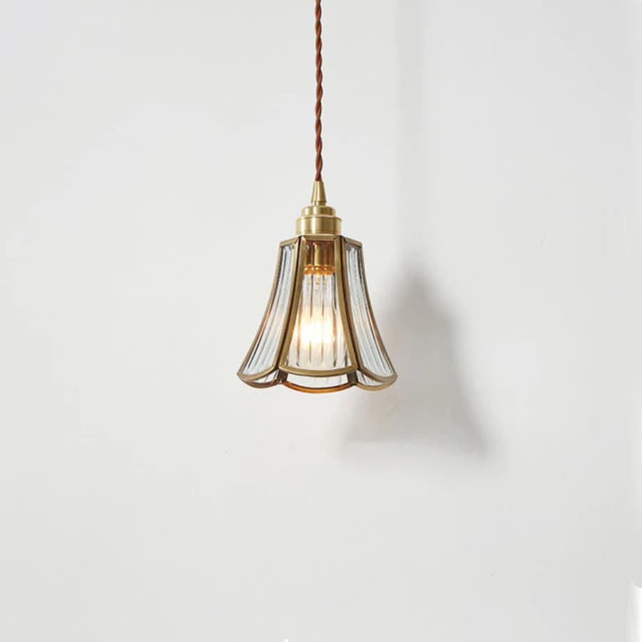 Elegant Glass Flower LED Pendant Light With Brass Finish