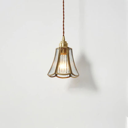Elegant Glass Flower LED Pendant Light With Brass Finish