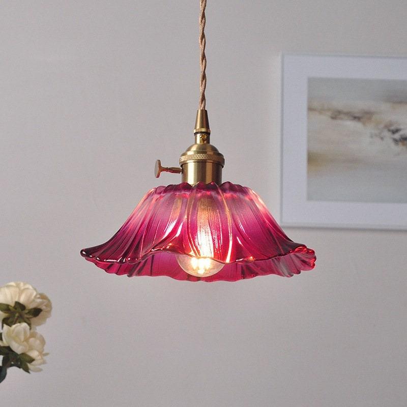 Soft Glass Floral Pendant Lamp, LED Bulb Included