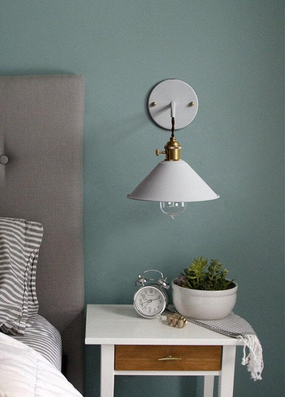 Rustic Metal Cone Wall Lamp with LED Bulb Included