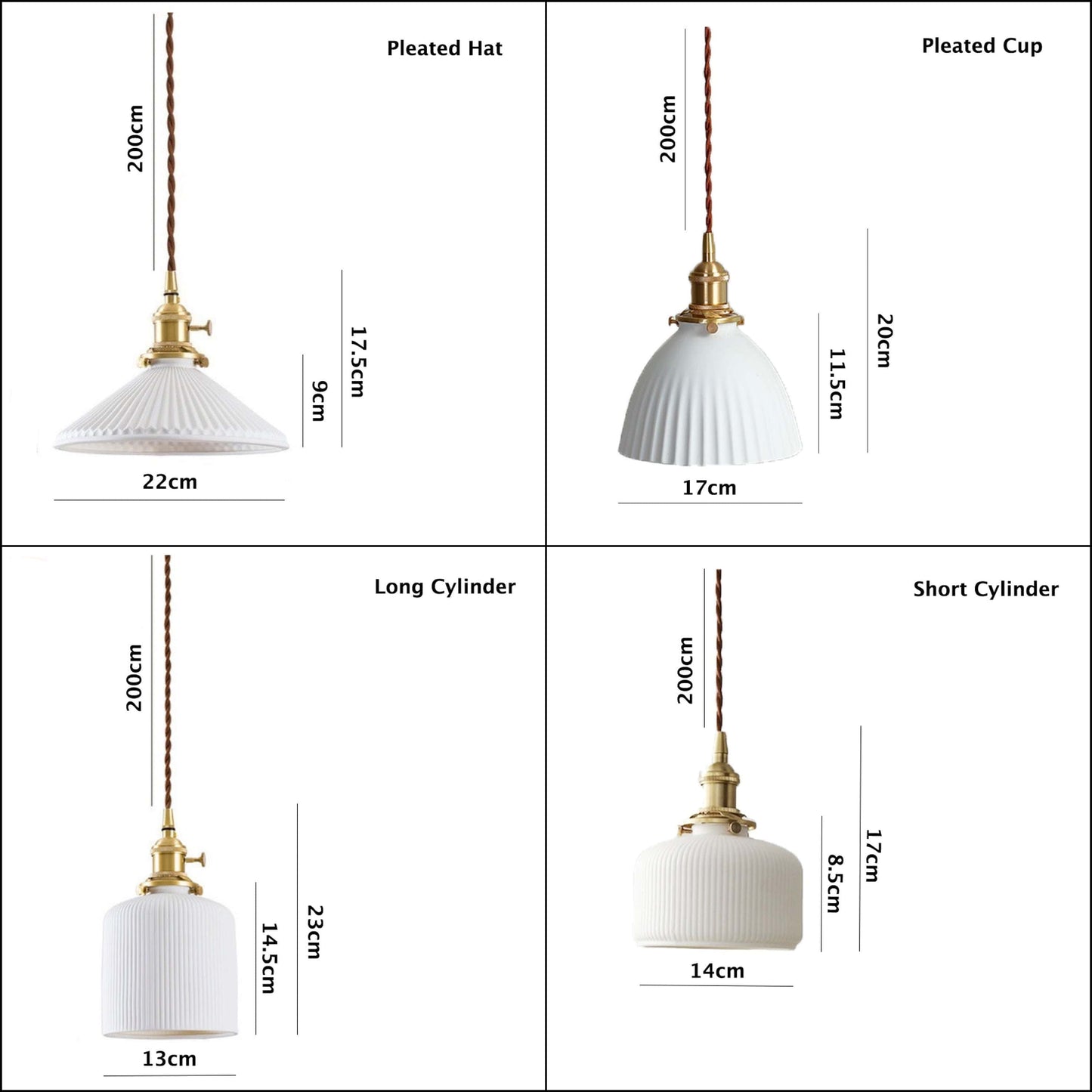Mini Japanese Ceramic Pendant Light with LED Bulb