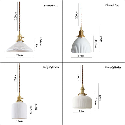 Mini Japanese Ceramic Pendant Light with LED Bulb