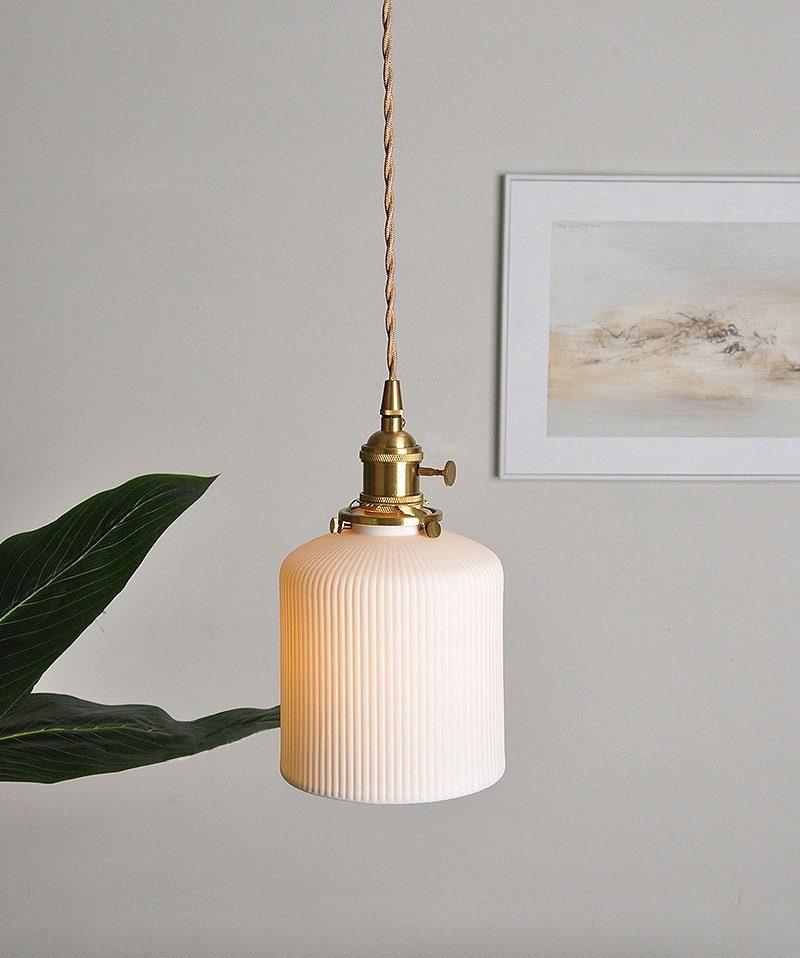 Asian-Inspired Textured Ceramic Pendant Light