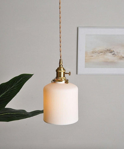 Asian-Inspired Textured Ceramic Pendant Light