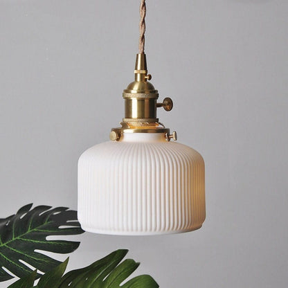 Mini Japanese Ceramic Pendant Light with LED Bulb