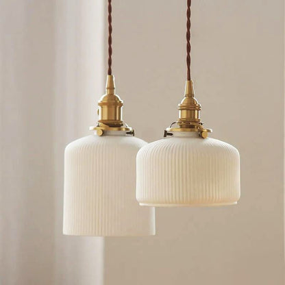 Mini Japanese Ceramic Pendant Light with LED Bulb
