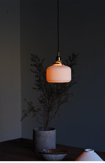 Simple Ceramic Pendant Light with LED Bulb Included